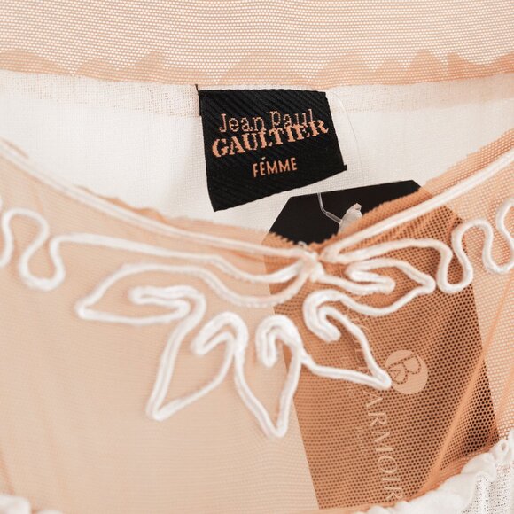 Jean Paul Gaultier White Mesh Soutache Embroidery Batwing-Sleeve Top - Picture 7 of 10